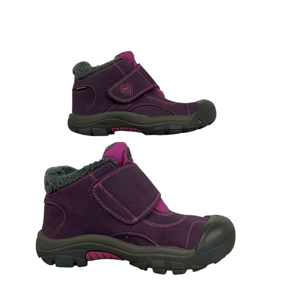 KEEN Kids Waterproof Winter Boots Purple Pink Fleece Lined Hook Loop Size 2 - Picture 2 of 9